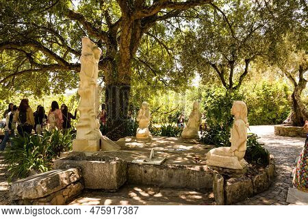 Fatima, Portugal - 25 June 2022: Statues Representing The Apparition Of Our Lady To The 3 Shepherd C