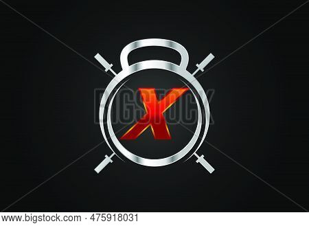 English Alphabet X With Gym And Fitness Sign. Lifting Vector Logo Design. Vector Logo For Bodybuildi