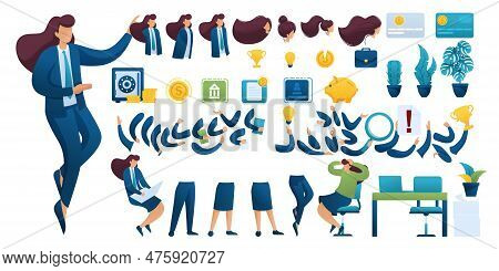 Constructor For Creating A Businesswoman. Create Your Own Businesswoman Character With A Set Of Hand