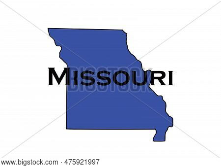 Politically Liberal Blue State Of Missouri With A Map Outline.
