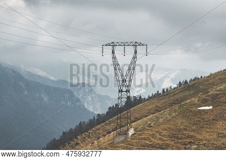 A High-tension Transpose Pylon In The Mountains