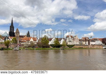 Ulm, Germany - April 29, 2023: A Panorama View Of The City Of Ulm In Southern Germany With The Danub