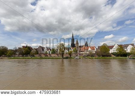 Ulm, Germany - April 29, 2023: A Panorama View Of The City Of Ulm In Southern Germany With The Danub