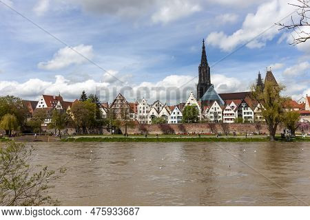 Ulm, Germany - April 29, 2023: A Panorama View Of The City Of Ulm In Southern Germany With The Danub