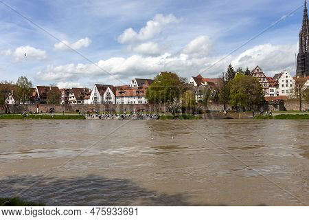 Ulm, Germany - April 29, 2023: A Panorama View Of The City Of Ulm In Southern Germany With The Danub