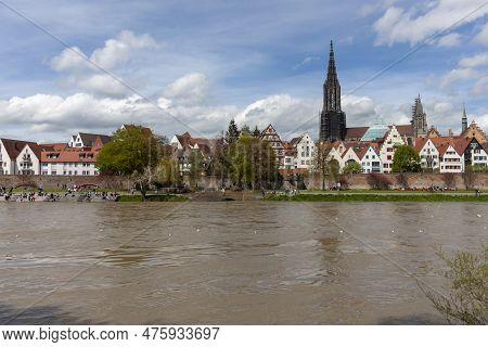 Ulm, Germany - April 29, 2023: A Panorama View Of The City Of Ulm In Southern Germany With The Danub