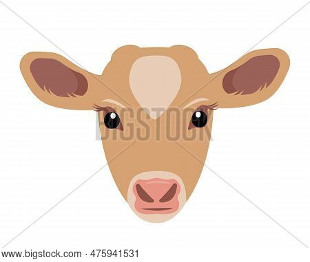 Calf Head Icon. Cute Baby Cow Face. Dairy Cattle. Farm Animal. Vector Flat Or Cartoon Illustration I