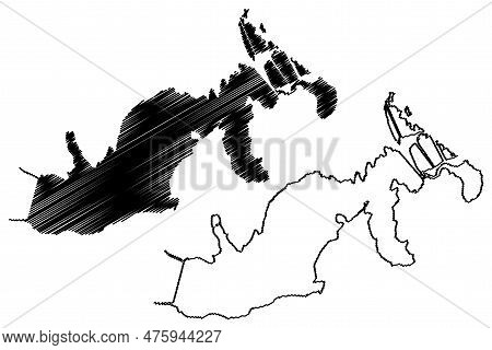 Lake Mandrensko (republic Of Bulgaria) Map Vector Illustration, Scribble Sketch Mandra Or Mandrensko