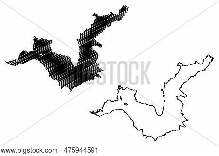 Lake Orava Reservoir (slovakia, Slovak Republic) Map Vector Illustration, Scribble Sketch Oravská Pr