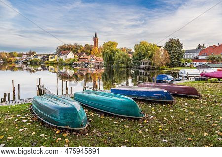 View Over The Lake Haussee To The City Feldberg, Germany.