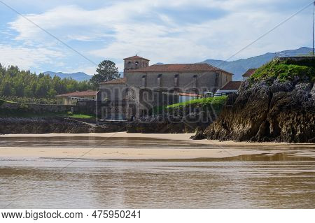 View On Playa De Palombina Las Camaras In Celorio, Green Coast Of Asturias, North Spain With Sandy B
