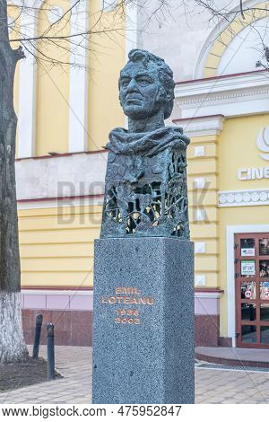 Chisinau, Moldova - March 9, 2023: Bust Of Film Director Emil Loteanu.