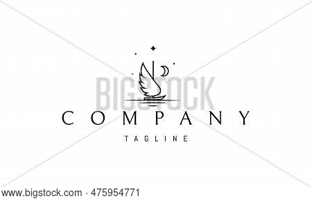 Vector Logo On Which An Abstract Image Of A Ship With A Sail In The Form Of A Wing.