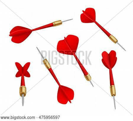 Sport Darts. Niddles For Game Decent Vector Realistic Templates Of Darts Goals