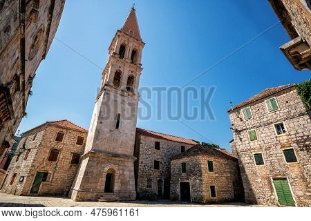 Historic Town Of Stari Grad On Hvar Island In Croatia, Europe. Stari Grad Old Town Is The Top Touris