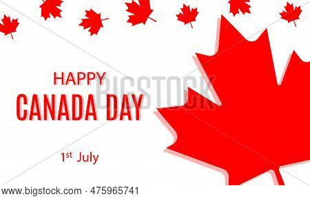 Happy Canada Day Background With Red Maple Leaf. Vector Illustration
