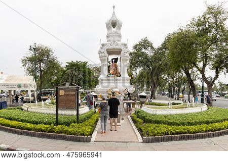 Bangkok,thailand - April 16,2023: Thokkathan-mother Earth Squeezing Her Hair Is A Shrine Located On 