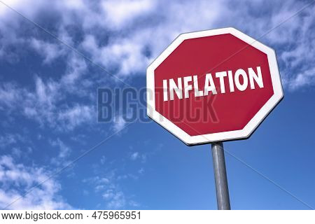 Stop Traffic Sign With Text Inflation To Improve Macroeconomic Situation And Lower Devaluation Of Cu