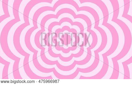 Groovy Psychedelic Pattern In Y2k Style. Repeating Pink Flowers Background In Trendy Retro 2000s Des