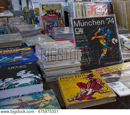 Bologna - Italy - May 7, 2023: Fiera Del Fumetto In Piazza Lucio Dalla In Bologna. Italian Collectib