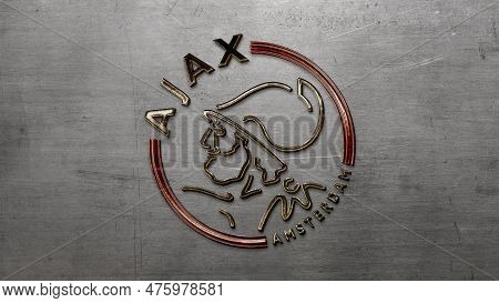 Steel Logo Of Dutch Football Club Ajax Amsterdam - High Res 4k Background