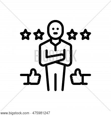Black Line Icon For Reputation Prominence Popularity Character Fame Honor Position Prestige Prominen