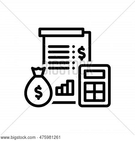 Black Line Icon For Finances Income Revenue Emolument Balance-sheet Budget