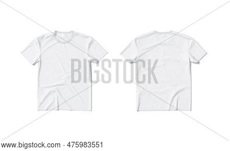 Flat Lay T-shirt Front Back Top View White