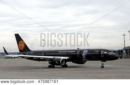 Moscow, Russia - May The 1st, 2023: Black Color Passenger Supersonic Vip Aircraft Boeing 757 Of Azur