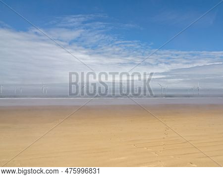 View Of The Offshore Wind Farm At Redcar, North Yorkshire, England