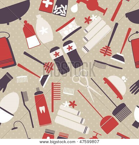 Seamless pattern with decorative hygiene elements