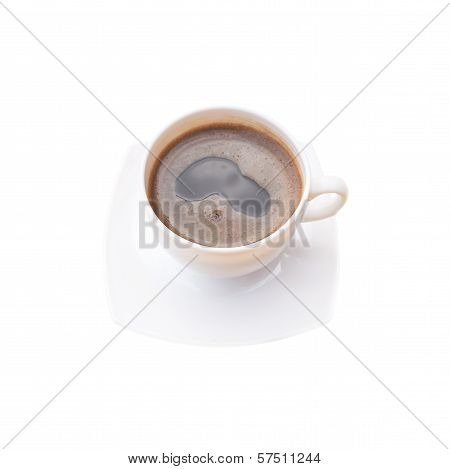 The cup of black coffee isolated on white