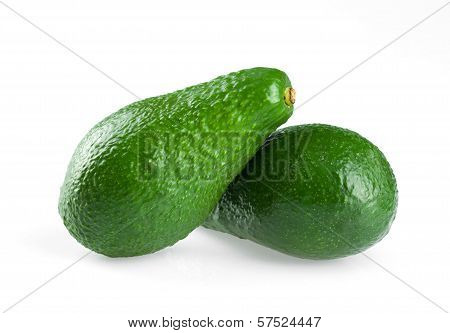 Two Avokado Isolated An White