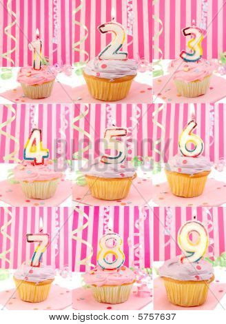 Cumpleaños números Cupcakes