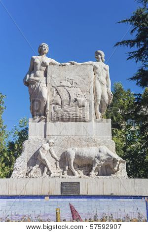 Spain Square In Mendoza, Argentina.
