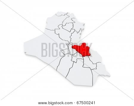 Map of Wasit. Iraq. 3d