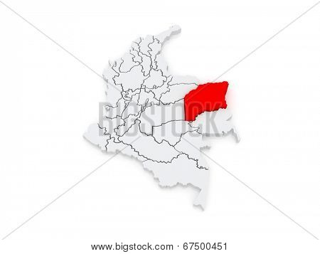 Map of Vichada. Colombia. 3d