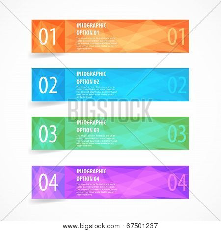 Glossy modern infographics options banner set.