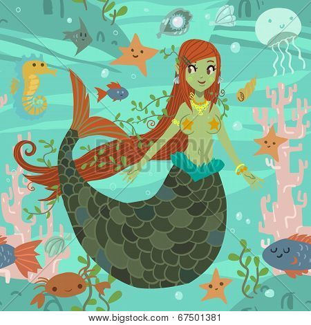 Cute awesome mermaid princess pattern.