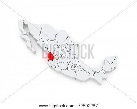 Map of Nayarit. Mexico. 3d