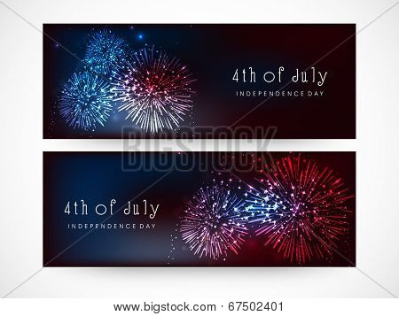  Website header or banner design for 4th of July, American Independence Day celebrations. 	