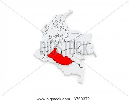 Map of Caqueta. Colombia. 3d