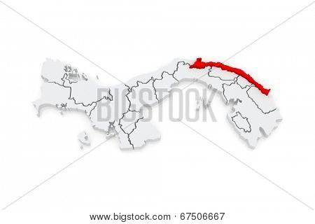 Map of Guna Yala. Panama. 3d