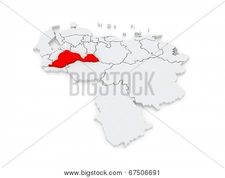 Map of Barinas. Venezuela. 3d