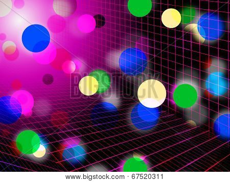 Pink Bubbles Background Shows Circles Grid And Shining.