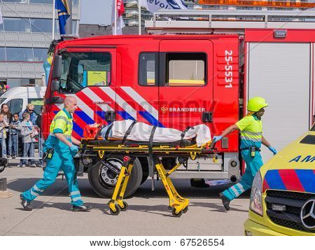 Dutch Firefighters And Medical Services In Action