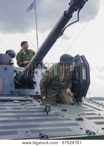 Soldier In Dutch Military Vehicle
