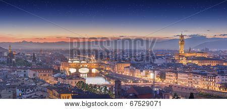 Arno River and Ponte Vecchio at sunset, Florence