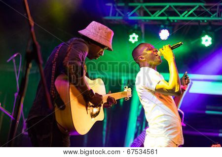 LOULE - JUNE 26: Debademba, traditional band from Mali, performs on stage at festival med, a world music festival, in Loule, Portugal, June 26, 2014 
