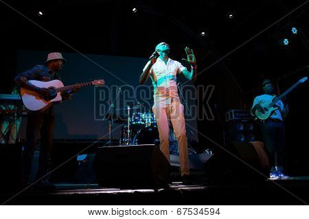 LOULE - JUNE 26: Debademba, traditional band from Mali, performs on stage at festival med, a world music festival, in Loule, Portugal, June 26, 2014 